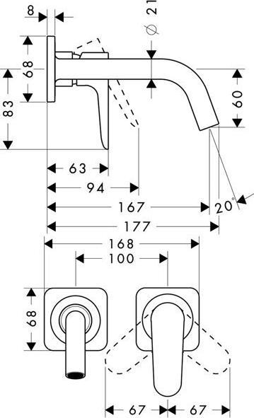 Actual product image hansgrohe EH-WT-MI AXOR CITTERIO M DN 15 UP with ros. with spout 167mm chrome