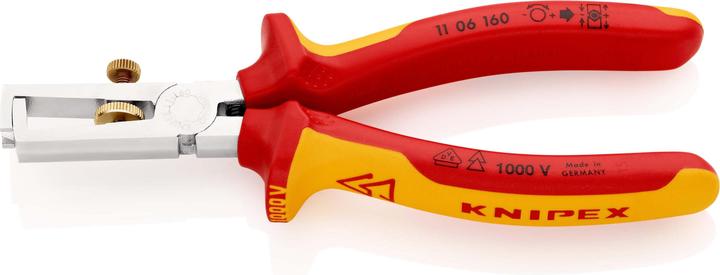 Actual product image Knipex Insulation Stripper with opening spring, universal 11 06 160 SB (160 mm)