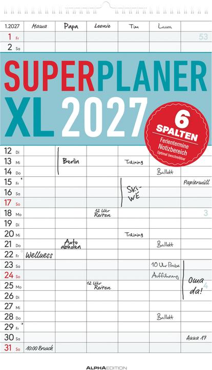 Alpha Edition Superplaner XL 6 Spalten 2027