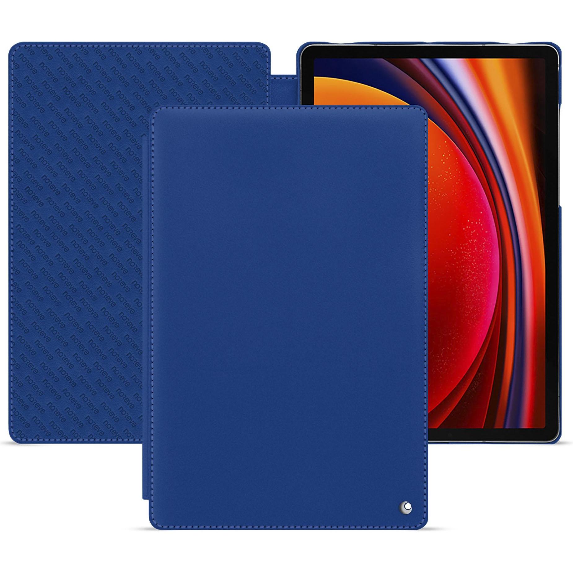 Noreve Lederschutzhülle horizontal (Galaxy Tab S9), Tablet Hülle, Blau
