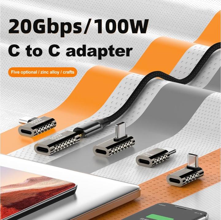 Image du produit PowerGuard Titan USB-C 90-angle Up/Down Adapter 100W 20 GBit/s (USB)