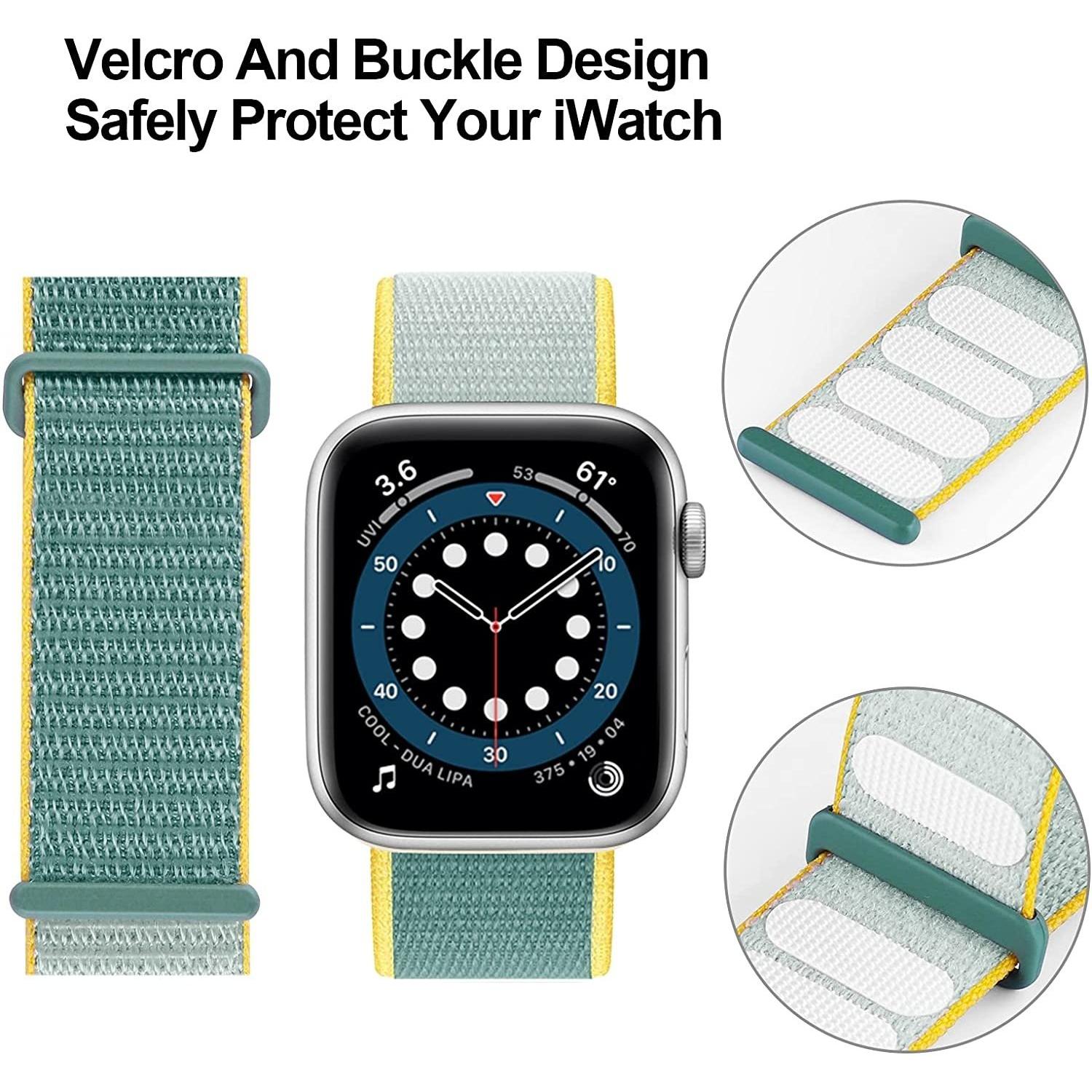 Thumbnail - Strap-it Armband (Nylon, Apple Watch), Uhrenarmband, Gelb, Mehrfarbig, Grün