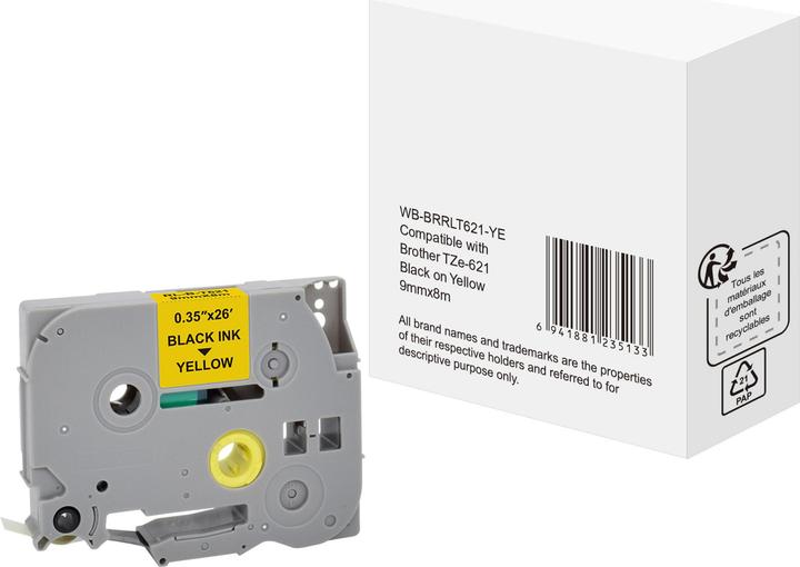 Markenlos Labelling tape 5BRT621-WT 8000 mm yellow (1.80 cm, Yellow)