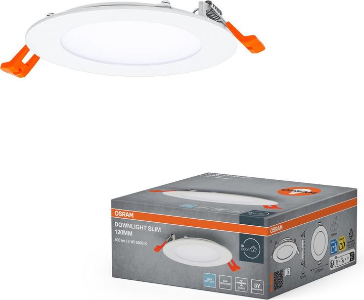 Produktbild Osram 4099854445774 Downlight Slim 120mm 8W 6500K LED-Deckenleuchte 8.00 W W (550 lm)