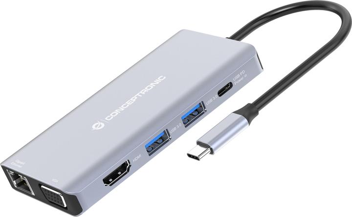 Produktbild Conceptronic Dock USB-C->HDMI,USB3.0,100WPD 0.25m (USB-C, 10 Ports)
