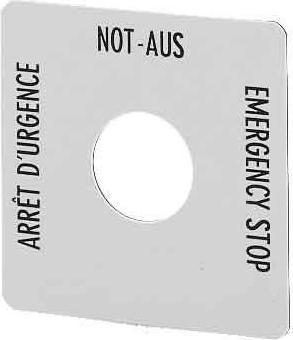 Produktbild Eaton Bezeichnungsschild quadratisch (L x B) 50 mm x 50 mm NOT-AUS Gelb SQT1 1 St.