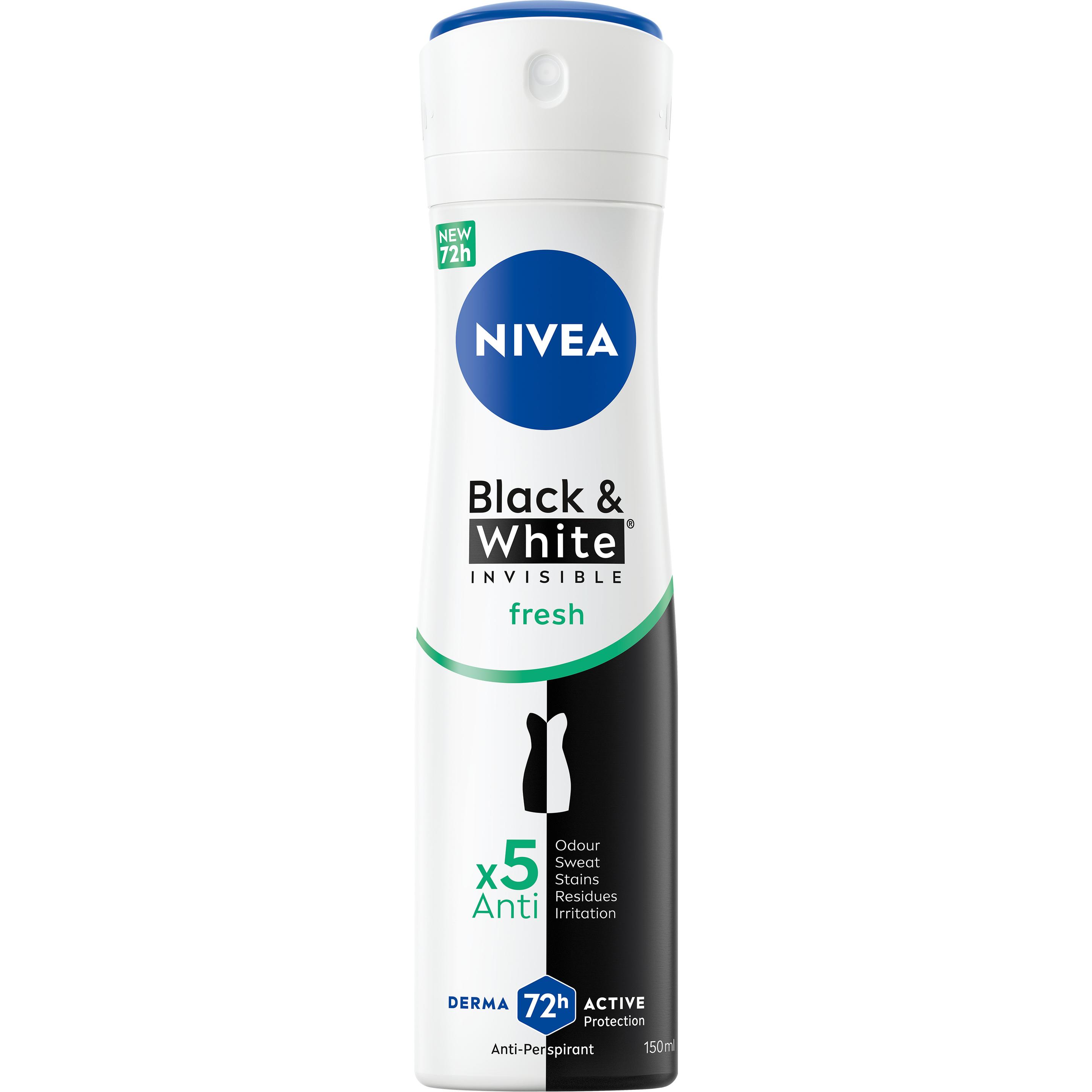 Nivea Donna Bianchi/Neri/Gialle Deodorante, Black & White Invisible Fresh Spray (Getto Vaporizzato)