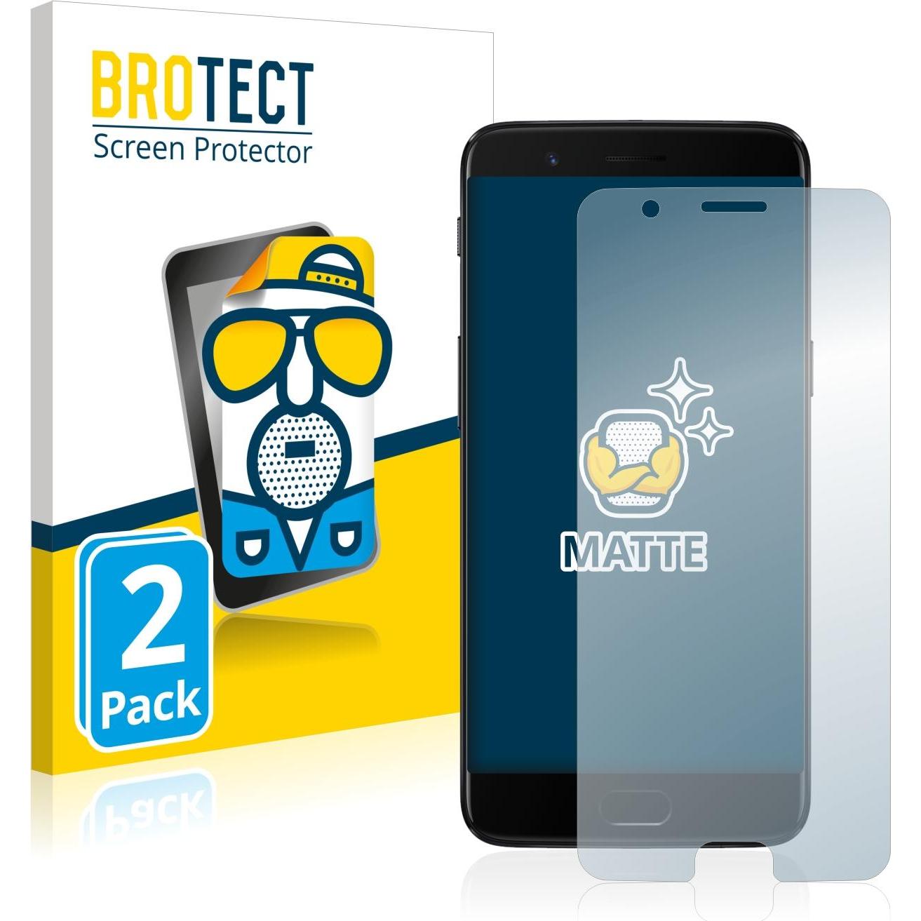 BROTECT Entspiegelungs-Schutzfolie Displayschutz Matt (2 Stück, OnePlus 5), Smartphone Schutzfolie, Grau