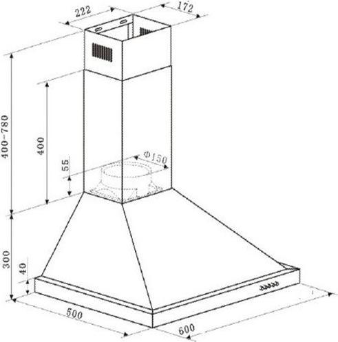 Actual product image PKM 6090-2H Dunsthaube (Wall hood)