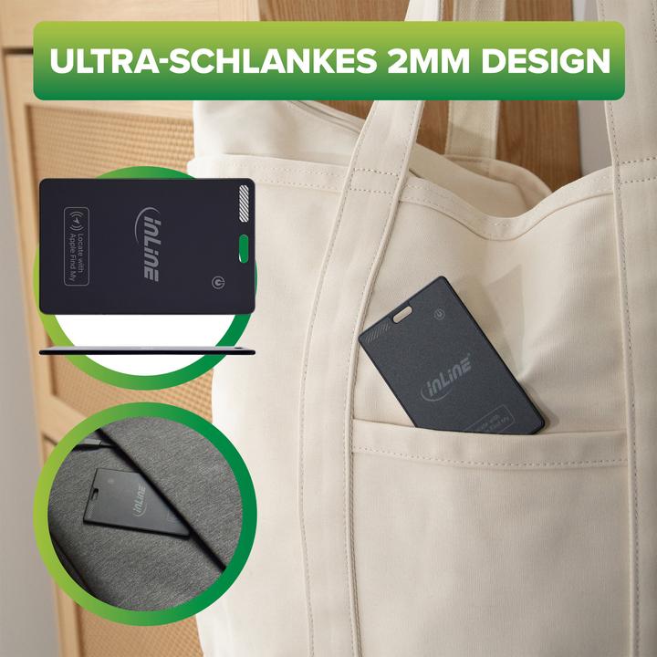 Produktbild InLine ® Wallet Finder, smarte Karte für die Geldbörse, Qi-Aufladung, 100mAh, IPX5 (Bluetooth)