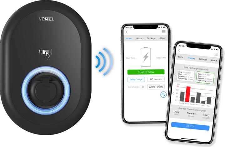 Produktbild Vestel EVC04 Home Smart (Typ 3, 22 kW, 32 A, Fest verdrahtet)
