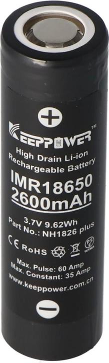 Immagine prodotto Keeppower Batteria IMR18650 Plus (US18650VTC5A) (Flat Top) inclusa la scatola di protezione della batteria (1 pz., 18650, 2600 mAh)