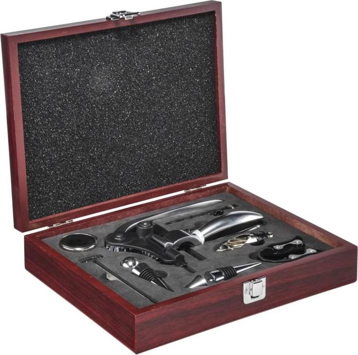Actual product image Childhome Gift set wine in wooden box 10 pieces (Wine stopper, Wine thermometer, Drip ring, Wine pourer)
