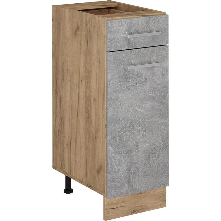 Vicco, Regal, Küchenunterschrank R-Line, Beton/Goldkraft Eiche, 30 cm ohne Arbeitsplatte