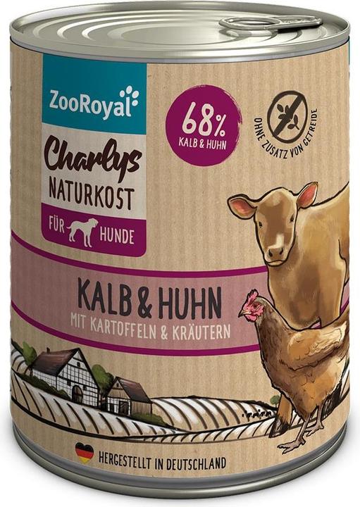 Produktbild Zooroyal Charlys Naturkost Kalb, Huhn, Kartoffeln & Kräuter (Adult, 6 Stk., 4800 g)