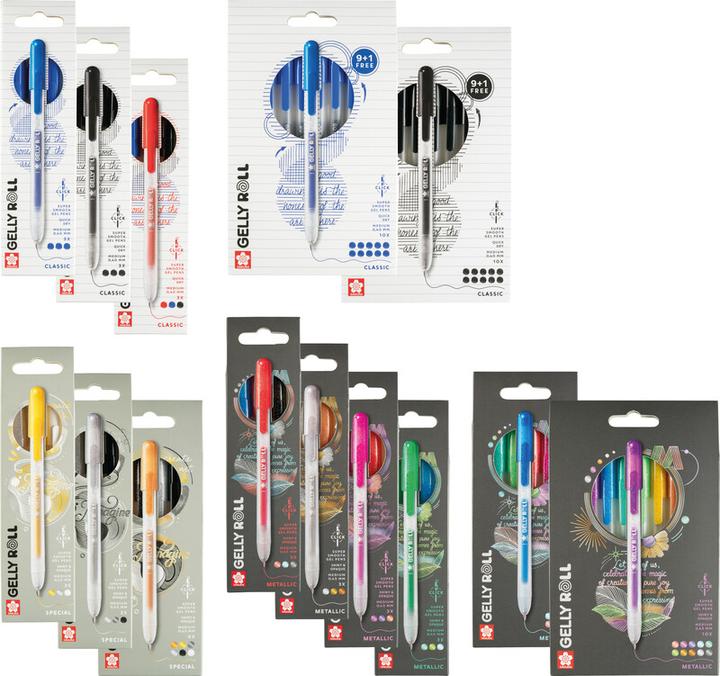 Productafbeelding Sakura Gelly Roll Retractable Classic Gelschreiber transparent 0,45 mm, Schreibfarbe: farbsortiert (Donker zilver, lichtzilver, Zwart, 1x)