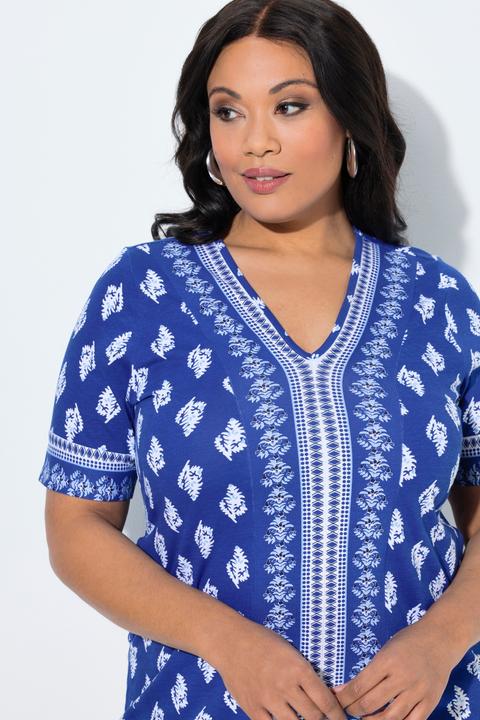 Produktbild Ulla Popken Midikleid, Ethnomuster, V-Ausschnitt, Halbarm (58, 60)