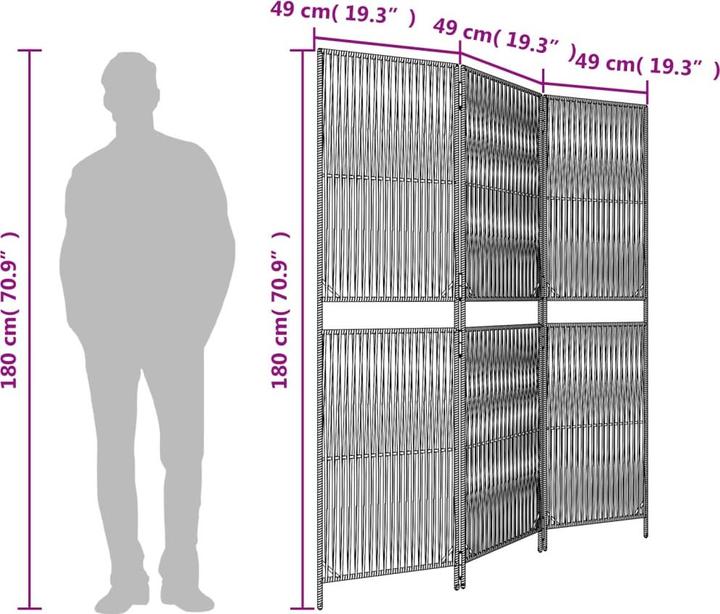 Produktbild vidaXL Paravent 4-tlg. Beige Poly Rattan,Farbe: Beige,Material: Poly