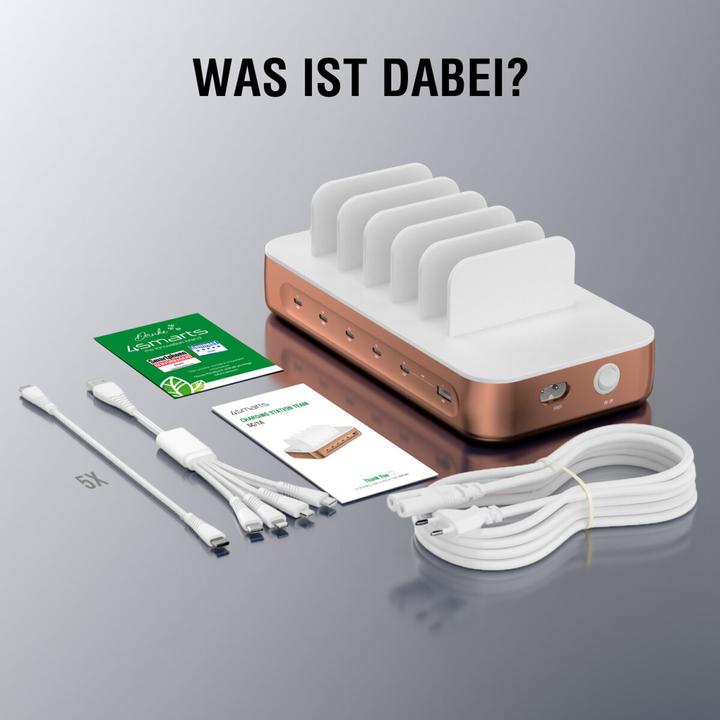 Produktbild 4smarts Ladestation Team 100W 5C/1A inkl. 6 Kabel Kupfer (100 W)