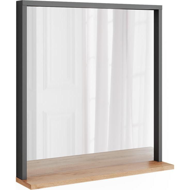 Vichy, Spiegel, Wandspiegel Orlando, Anthrazit/Goldkraft Eiche, 57 x 60 cm mit Spiegel