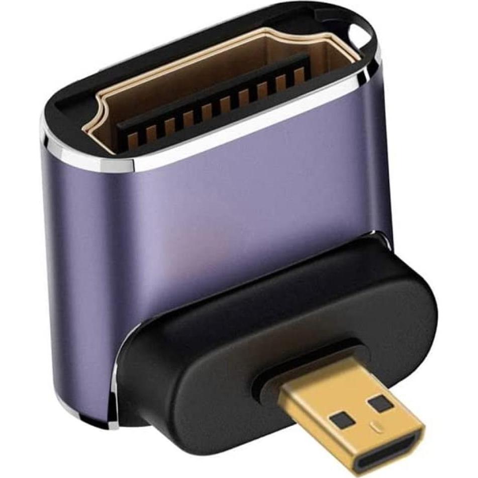 Thumbnail - PowerGuard Micro HDMI auf HDMI 2.1 90-Grad Winkel Up Adapter (HDMI), Video Kabel