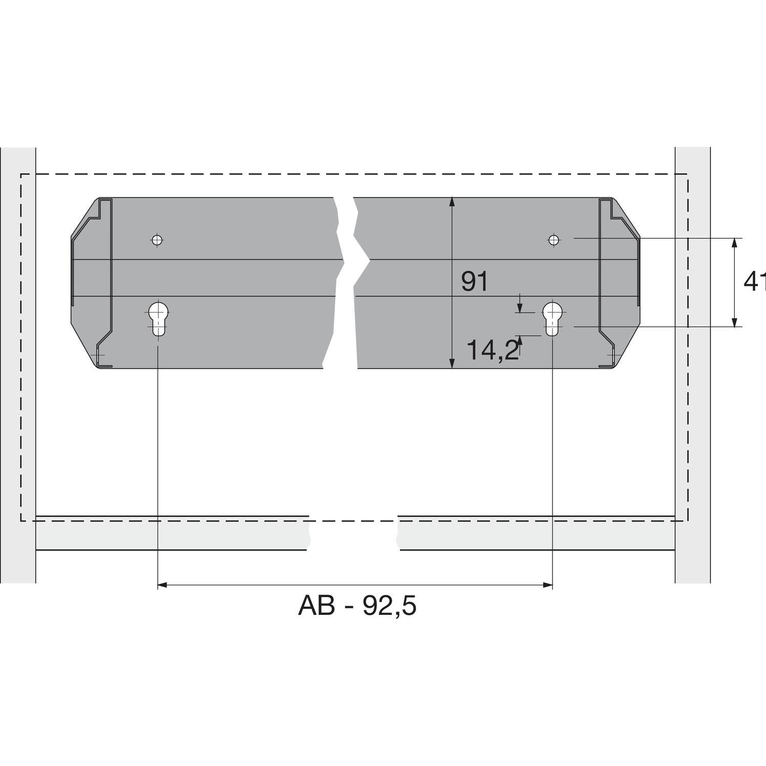 Thumbnail - Hettich, Möbelausstattung, Systema Top 2000 Hängeregistratur-Rahmen, 2 x A4+R, KB 1000 mm, Alu-F. (1 Stk.)