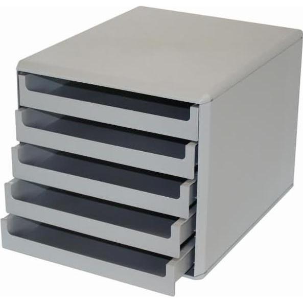 Metzger&Mendle, Dokumentenablage, Schubladenbox La Prima 5 Schübe RC-Kunststoff grau/grau (C4)
