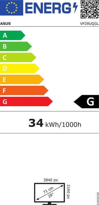 Energy Label ASUS VP28UQGL (3840 x 2160 Pixels, 28")