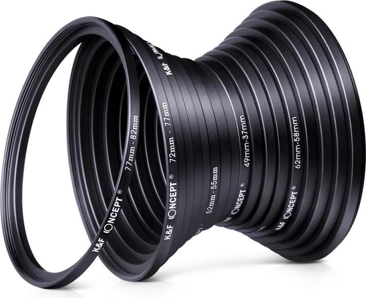 Produktbild K&F Concept 18pcs Filter Ring Adapter Set, Camera Lens Filter Metal Stepping Rings Kit (9pcs Step + 9pcs Step Do (Objektivfilter Adapter)