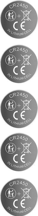 Ideoon 5er-Set Knopfzellen CR2450 - Leistungsstarke 3V Lithium Batterien mit 600mAh - Hohe Kapazität (5 pcs., CR2450, 600 mAh)