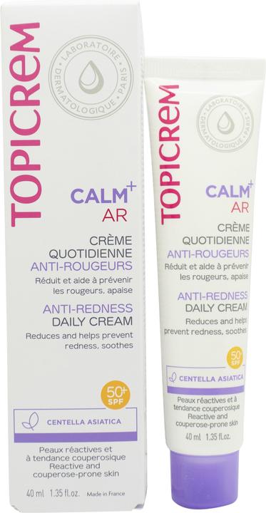 Actual product image Topicrem Calm AR Anti-Redness Daily Cream 40ml SPF50 Soothing Couperose (40 ml, Day cream, SPF 50)