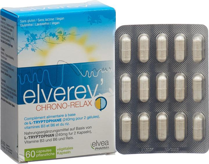 Actual product image Elvea Pharma Elverev Chrono-Relax (60 Piece, Capsules, 48 g)
