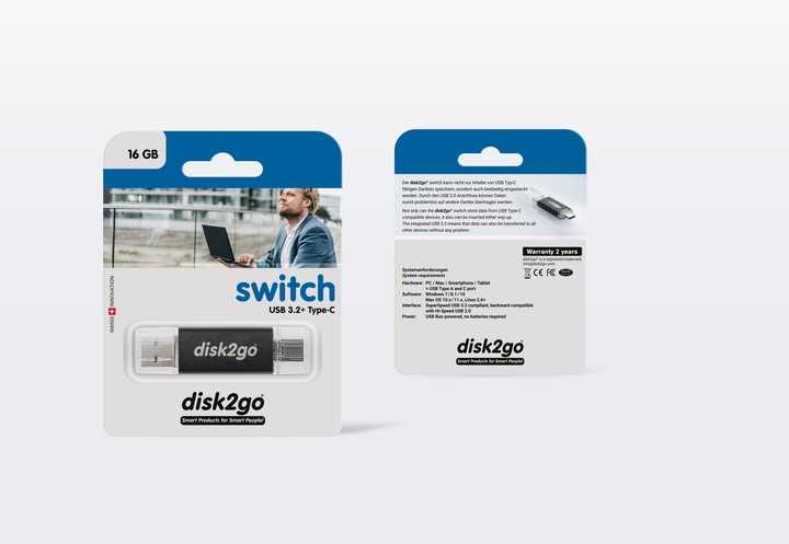 Immagine prodotto Disk2go Switch (16 GB, USB 3.0, USB-A, USB-C)