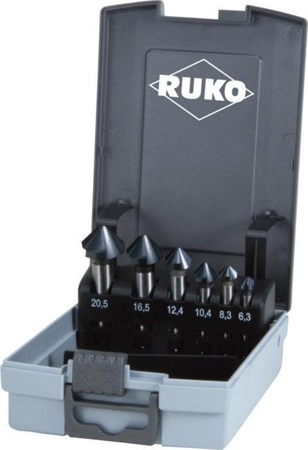Actual product image Ruko Countersink set DIN 335 C 90 ° 6,3-20,5 mm HSS TiAlN 6 pieces plastic case (16.5 mm, 6,3, 12.4 mm, 10.4 mm, 8,3, 20.5 millimetres)