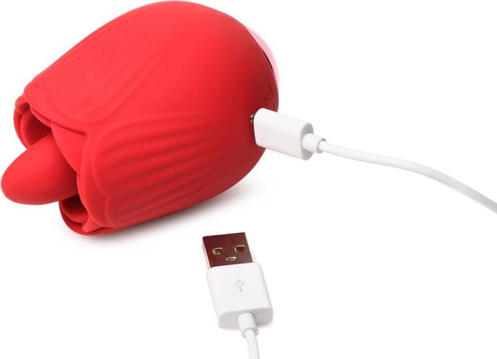 Actual product image Frisky BLOOMGASM - French Rose Licking & Vibrating Stimulator - Red