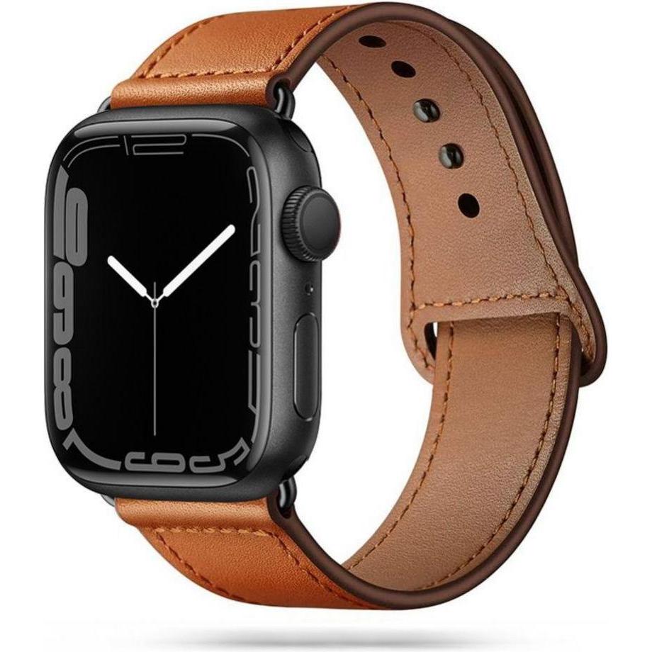 Tech Apple 4/5/6/7/8/SE Smart Watch Lederarmband, Braun, 38/40/41 mm (38 mm, 40 mm, 41 mm, Echtes Leder), Uhrenarmband, ...