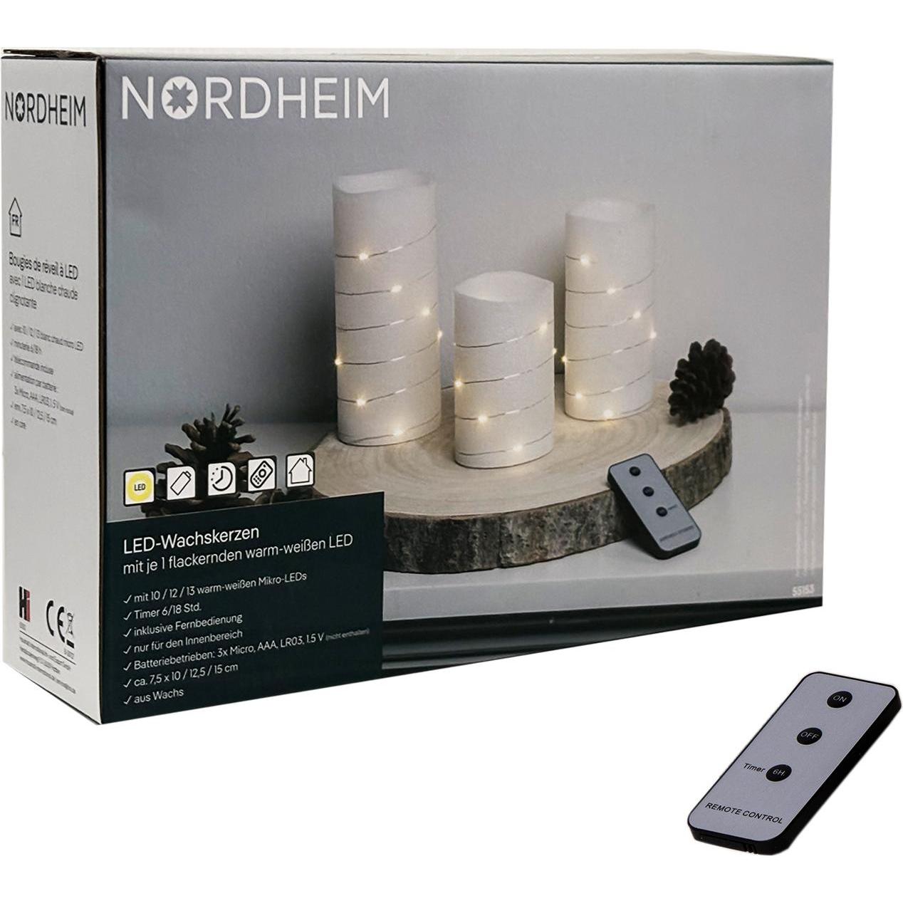 Thumbnail - Mojawo, LED Kerzen, LED Echtwachs Kerzen Kerzenset Fernbedienung Timer Weiss H10/12/15cm (3 x)