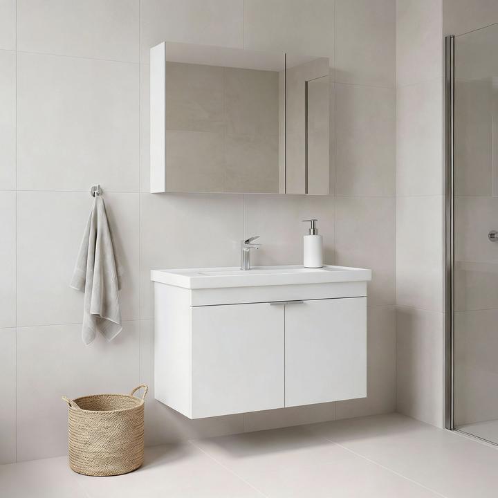 Produktbild Homitis Desna 80 Bathroom Cabinet With Sink & Mirror Set (2 Pieces)