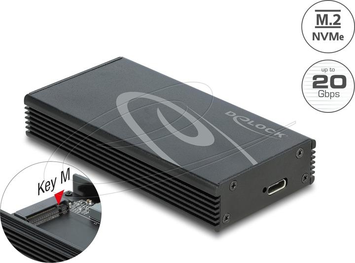 Produktbild Delock Externes Gehäuse USB-C 3.2 Gen2x2 für M.2 NVME SSDs (M.2 2280)