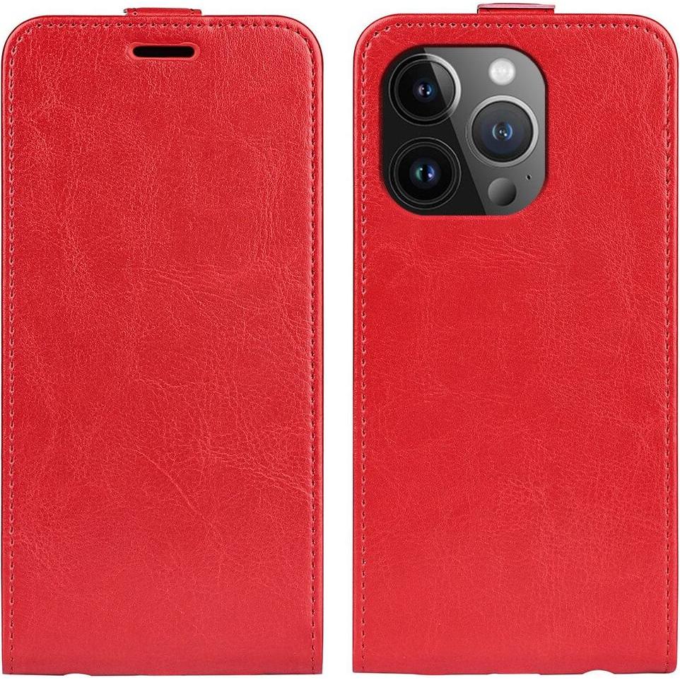 Cover-Discount iPhone 15 Pro - Klassisches Flip Case vertikal rot (Apple iPhone 15 Pro), Smartphone Hülle, Rot
