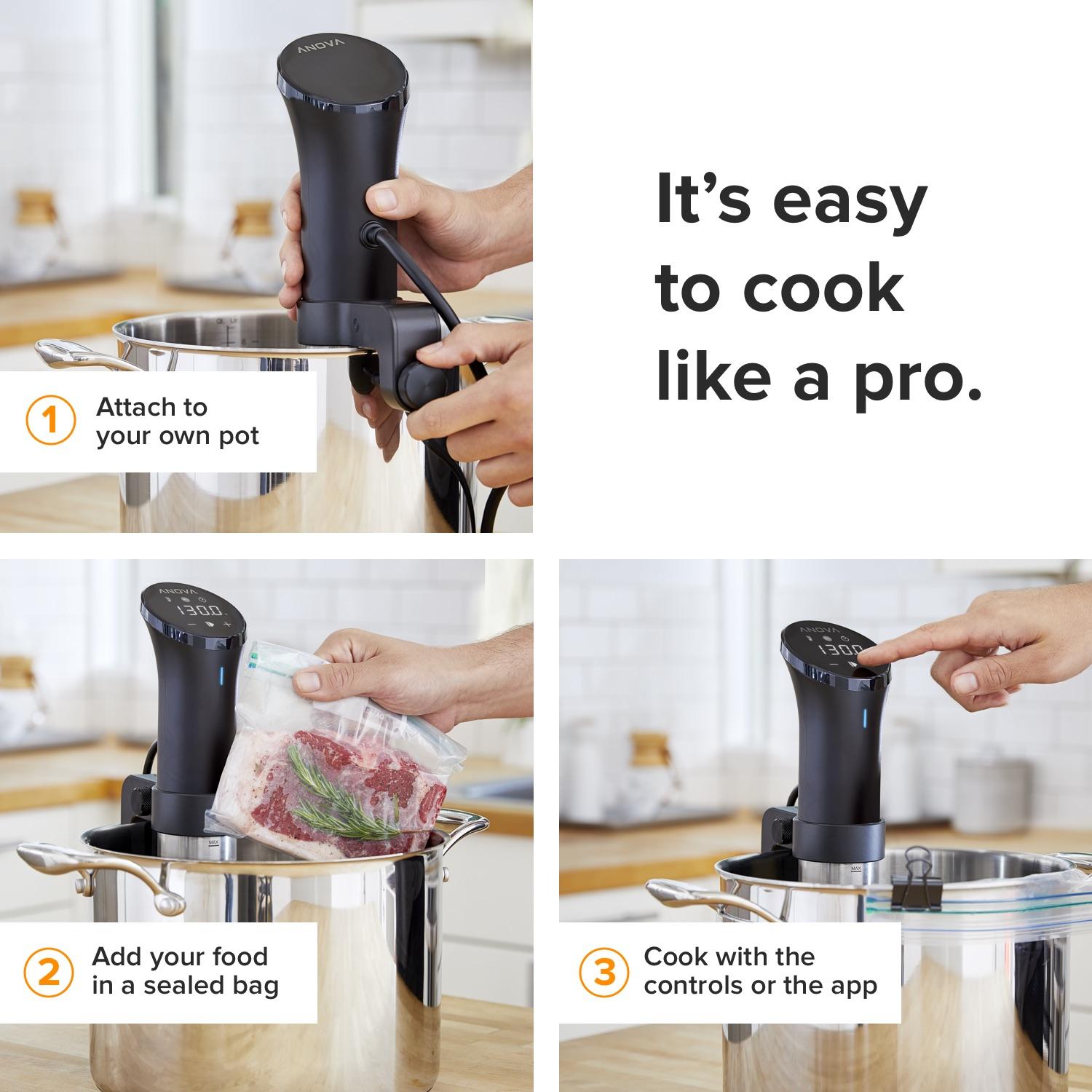 Thumbnail - Anova Precision Cooker, Dampfgarer + Reiskocher, Silber, Schwarz