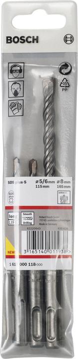 Produktbild Bosch Professional Zubehör SDS plus-5 Hammerbohrer-Set, 3-tlg., 5/6/8 mm (5 mm, 6 mm, 8 mm)