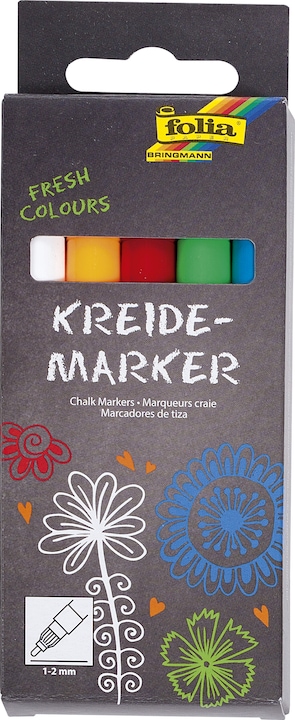 Image du produit Folia Marqueur à la craie (Noir, 2 mm, 5 x)