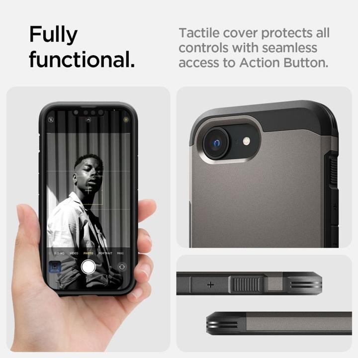 Actual product image Spigen Tough Armor Case with MagSafe for iPhone 16e with Stand - Gray (Apple iPhone 16e)