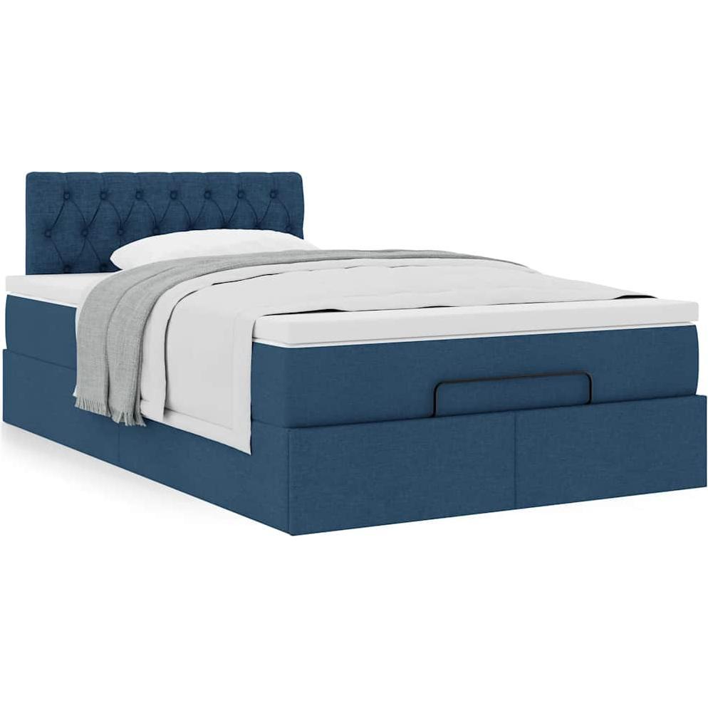 VidaXL, Bett, Ottoman-Bett mit Matratze Blau 140x200 cm Stoff Bettrahmen (140 x 200 cm)