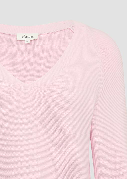 Produktbild S.Oliver Strickpullover Gerippter Strickpullover aus Baumwollmix mit V-Ausschnitt (34)