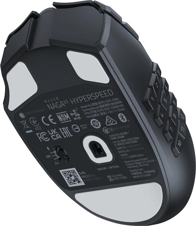 Produktbild Razer Naga V2 HyperSpeed für Spiele, 2,4 GHz, Bluetooth, Kabellos, Schwarz (Kabellos)