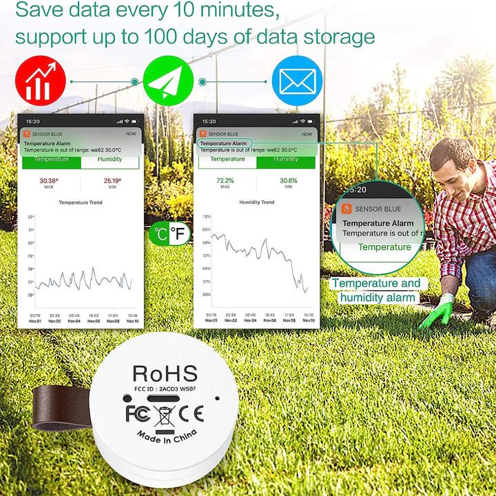 Actual product image Oria Wireless Thermometer Hygrometer Mini Wireless Humidity Temperature Sensor