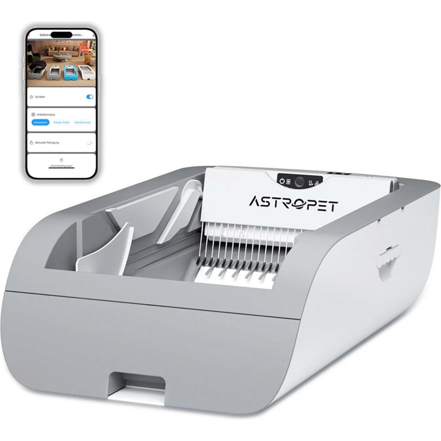 AstroPet Selbstreinigende Katzen toilette mit APP Helios Series (Selbstreinigendes Katzenklo), Katzenklo