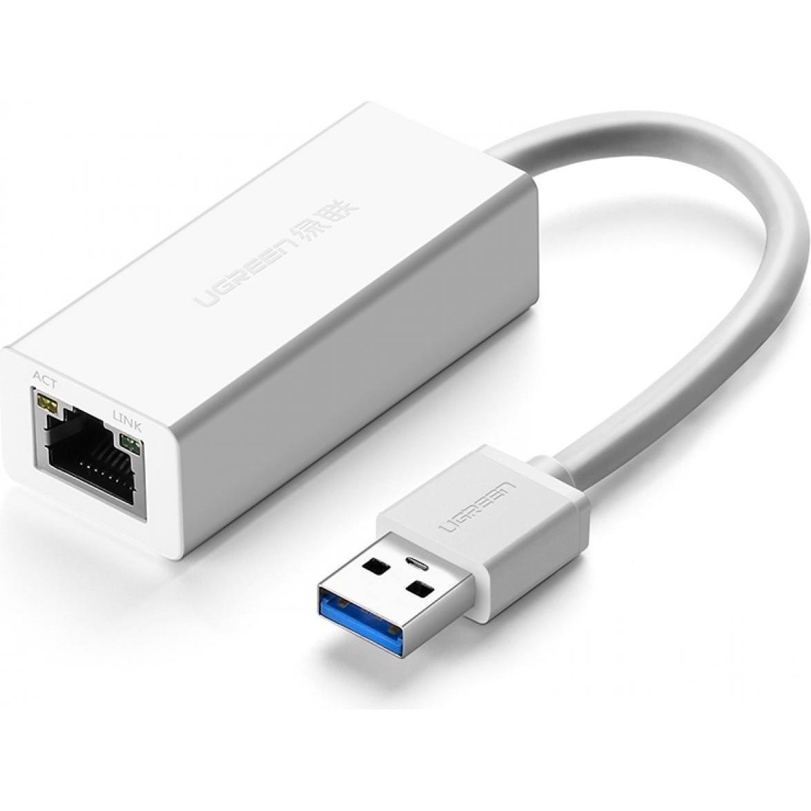 Ugreen Adattatore USB 3.0 Gigabit Ethernet per PC Mac Chromebook, Adattatore di rete, Bianco